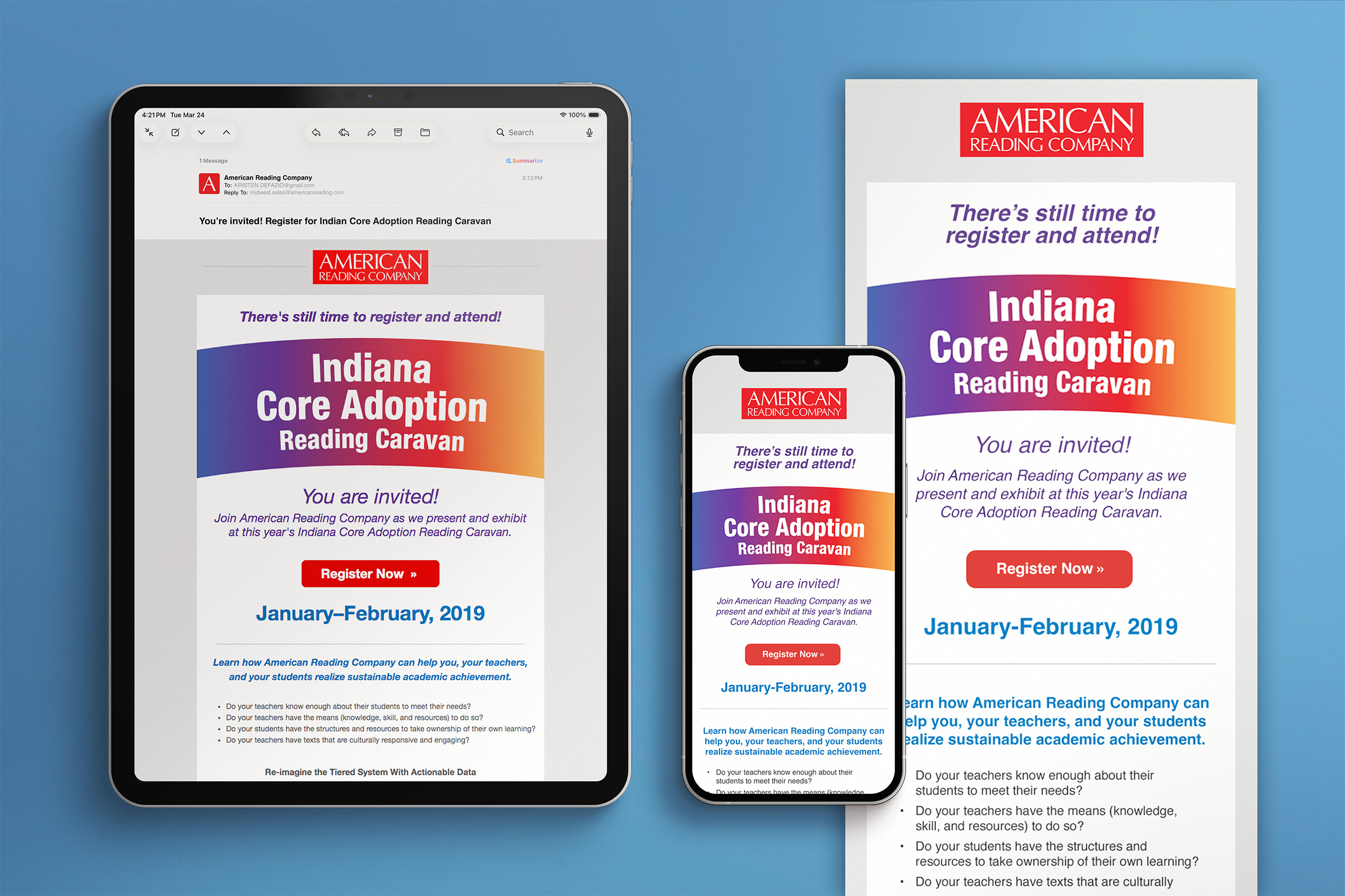 American Reading Company - email - tablet and phone mockup