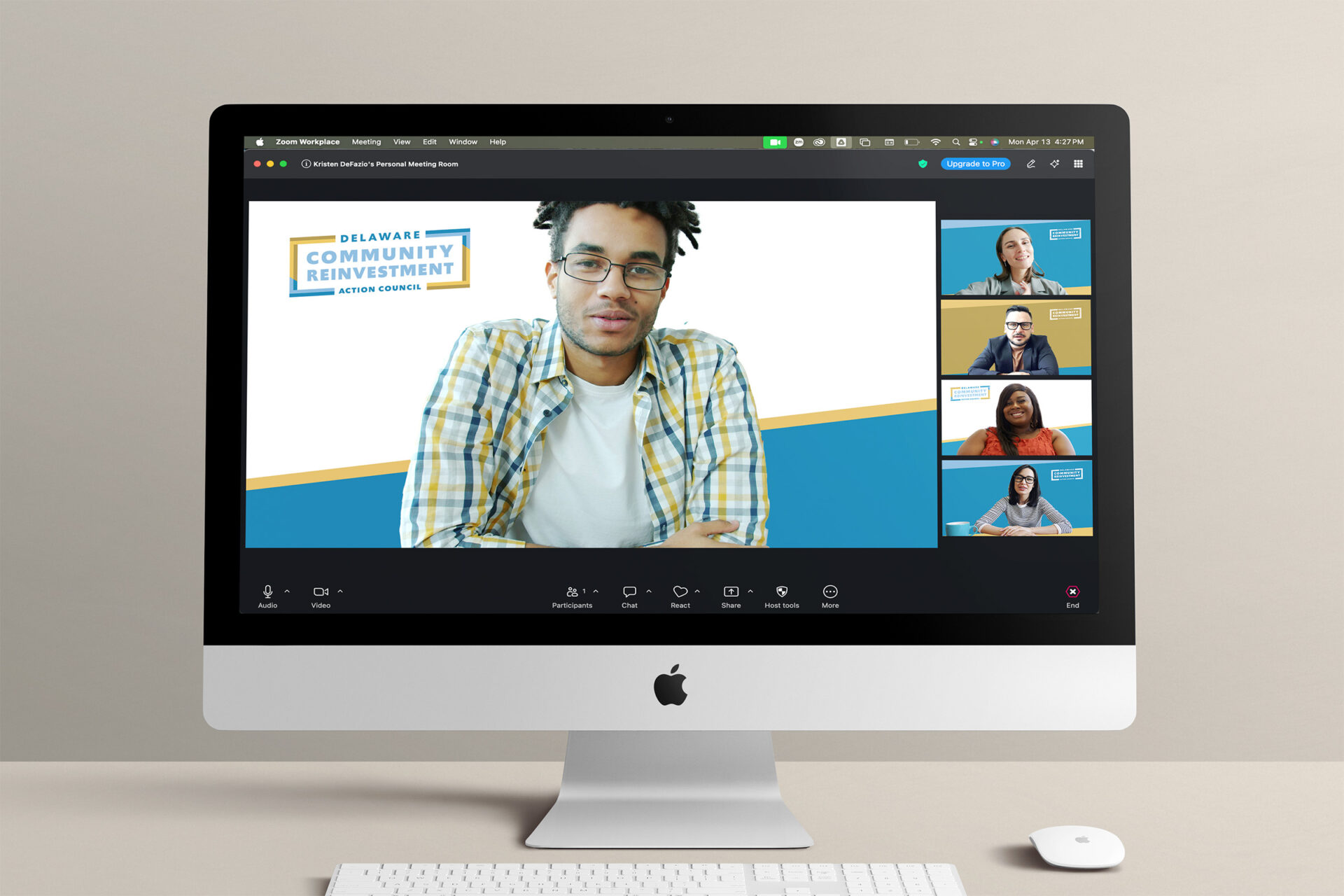 DCRAC Zoom backgrounds Desktop mockup