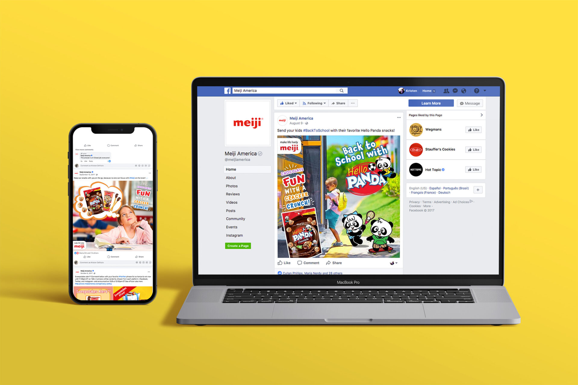 Meiji BTS Social Media mockup laptop and phone
